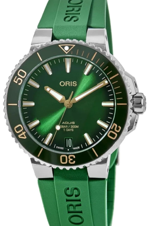 Oris Aquis DateCalibre 41.5 mm Złoto/Stal Zielony