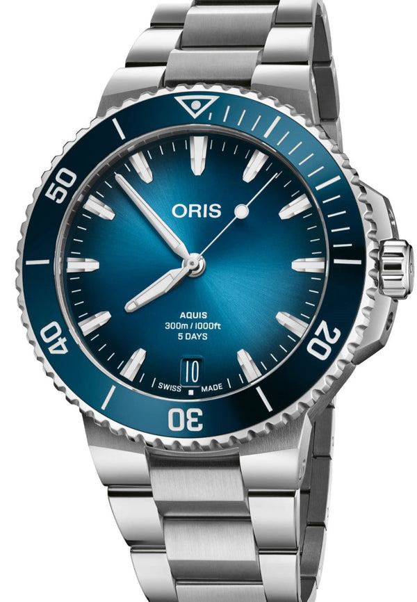 Oris Aquis Date 43.5 mm Stal Niebieski