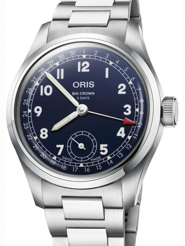 Oris Big Crown Pointer Date 38 mm Stal Niebieski