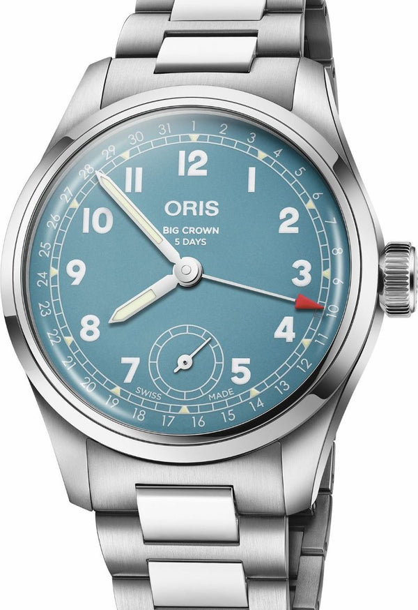 Oris Big Crown Pointer Date 38 mm Stal Niebieski