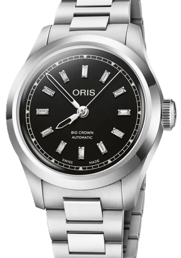 Oris Big Crown Diamonds 34 mm Stal Czarny