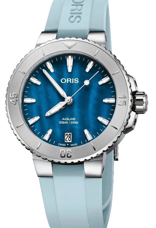 Oris Aquis Date 36.5 mm Stal Niebieski