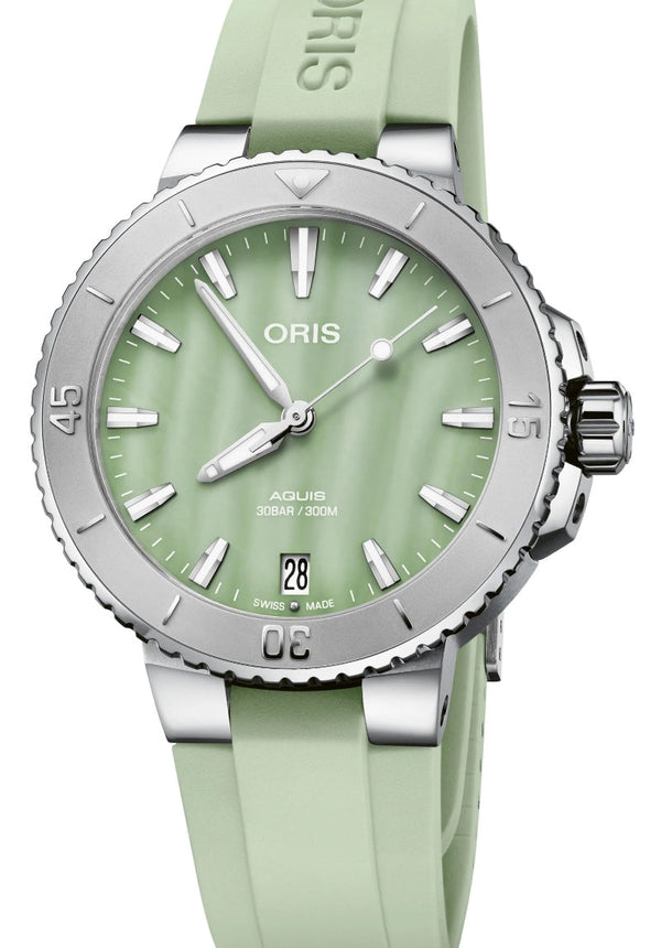 Oris Aquis Date 36.5 mm Stal Zielony