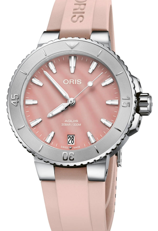 Oris Aquis Date 36.5 mm Stal Różowy