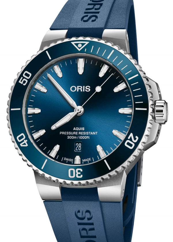 Oris Aquis Date 43.5 mm Stal Niebieski