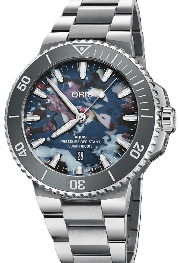 Oris Aquis Date Upcycle 43.5 мм Stal Niebieski