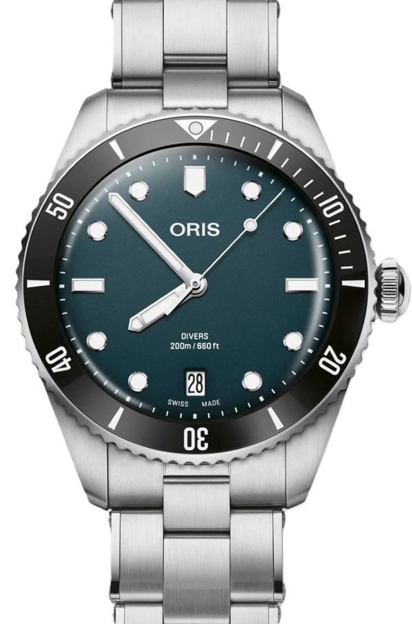 Oris Divers Date 39 mm Stal Niebieski