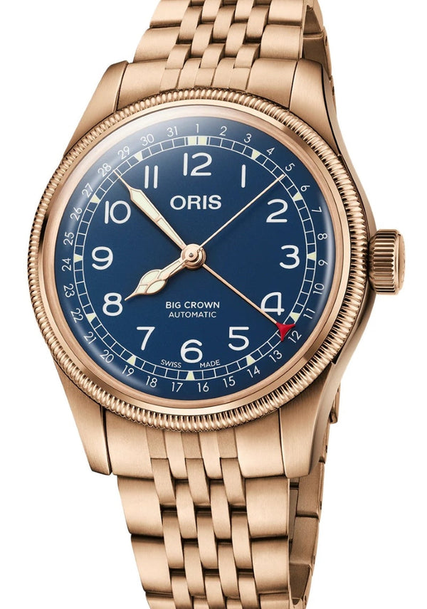 Oris Big Crown Pointer Date 40 mm Brąz Niebieski