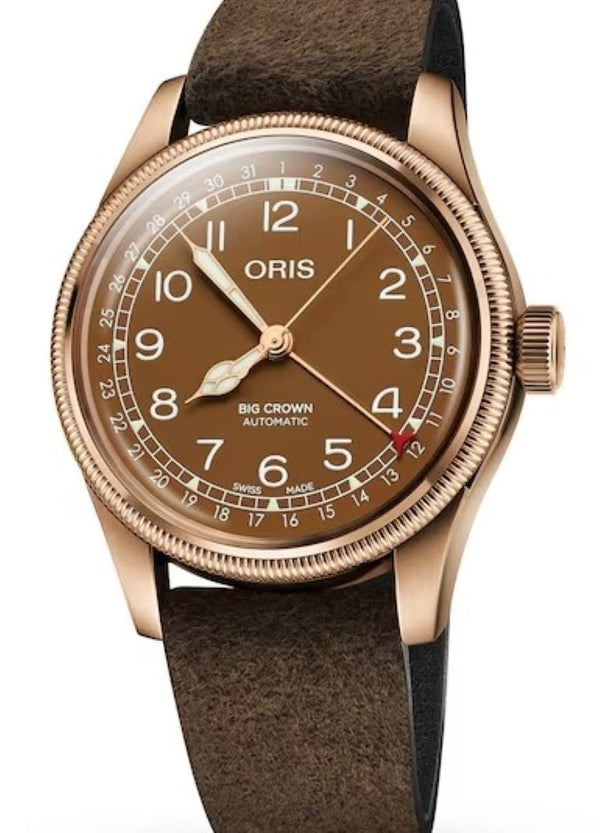 Oris Big Crown Pointer Date 40 mm Brąz Brązowy