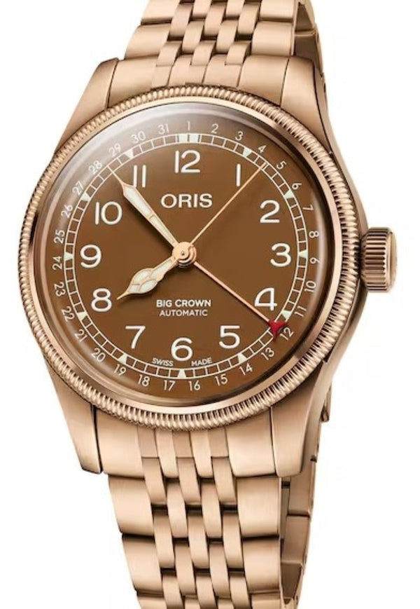 Oris Big Crown Pointer Date 40 mm Brąz Brązowy