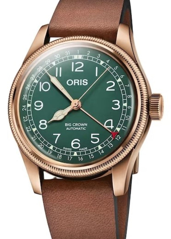 Oris Big Crown Pointer Date 40 mm Brąz Zielony