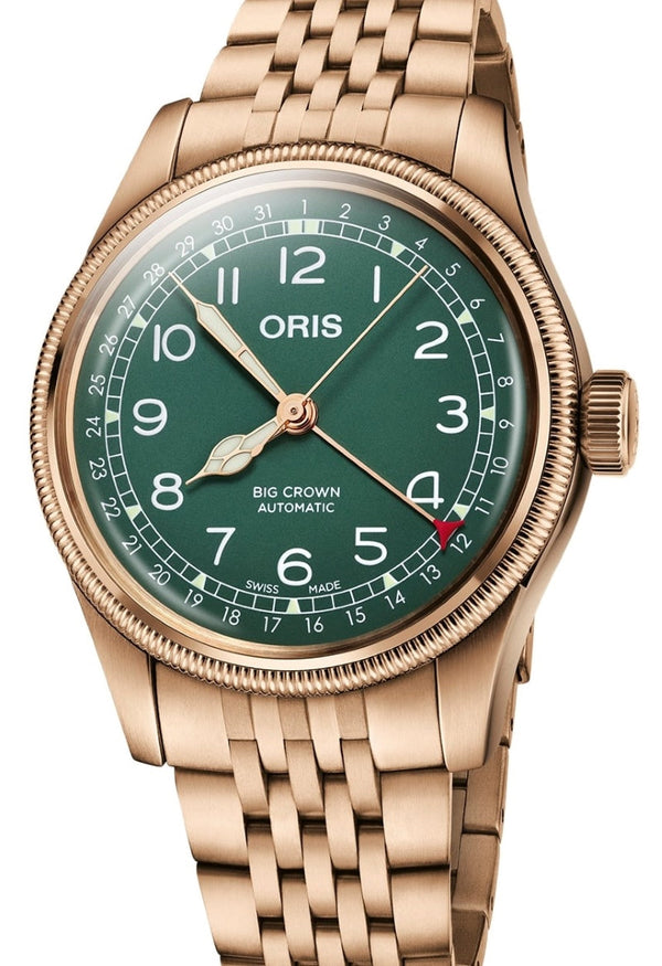 Oris Big Crown Pointer Date 40 mm Brąz Zielony