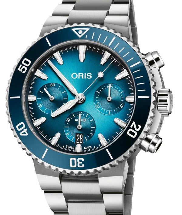 Oris Aquis Chronograph 43.5 mm Stal Niebieski