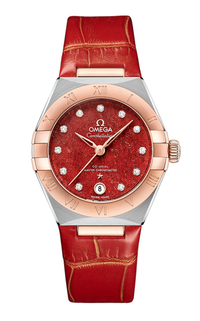 Omega Constellation Czerwony 29 mm Zloto/Stal
