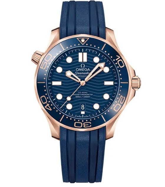 Omega Seamaster Diver 300M Niebieski Złoto różowe