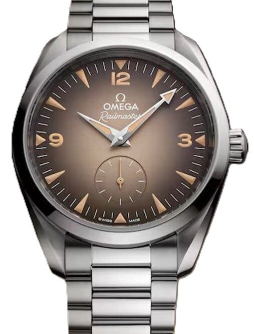 Omega Seamaster Railmaster Brazowy 38 mm Stal