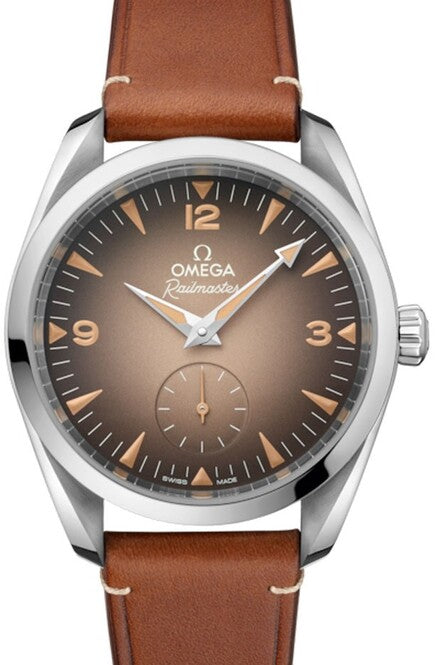 Omega Seamaster Railmaster Brazowy 38 mm Stal
