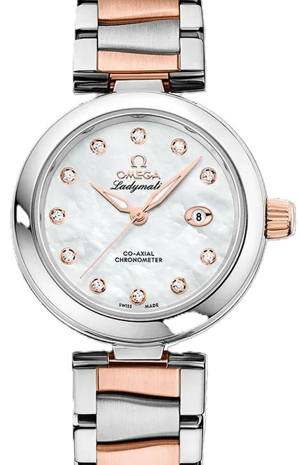 Omega De Ville Ladymatic Masa perlowa 34 mm Zloto/Stal