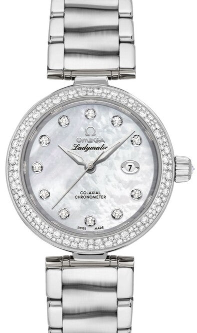 Omega De Ville Ladymatic  Masa perlowa 34 mm Stal
