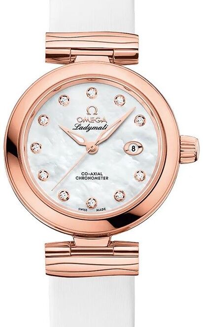 Omega De Ville Ladymatic Masa perlowa 34 mm Zloto rozowe