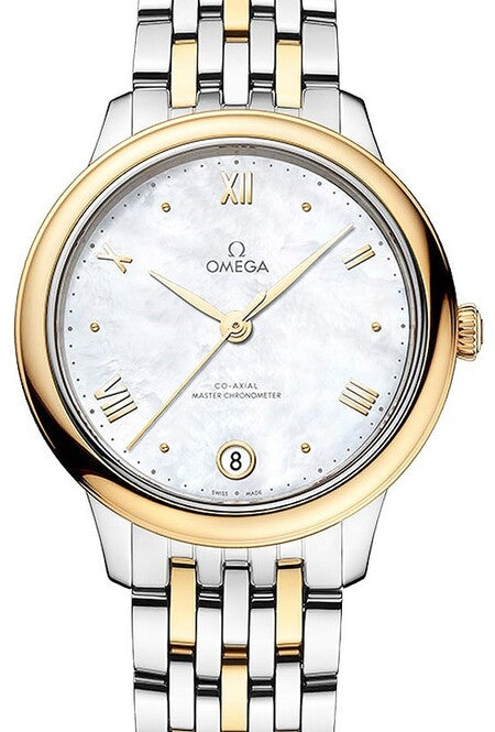 Omega De Ville Prestige Masa perlowa 34 mm Zloto/Stal