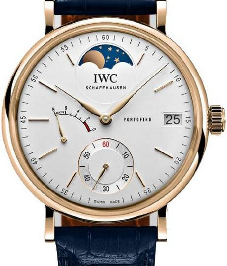 IWC Portofino Hand-wound Moon Phase Silver 45mm Rose Gold 