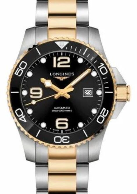 Longines HydroConquest Czarny 43 mm Złoto/Stal