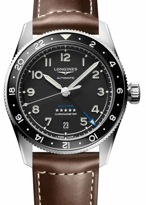 Longines Spirit Zulu Time Black 39mm Steel 