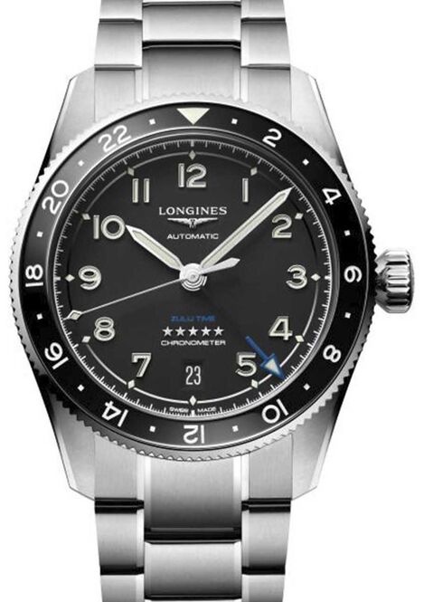 Longines Spirit Zulu Time Black 39mm Steel 