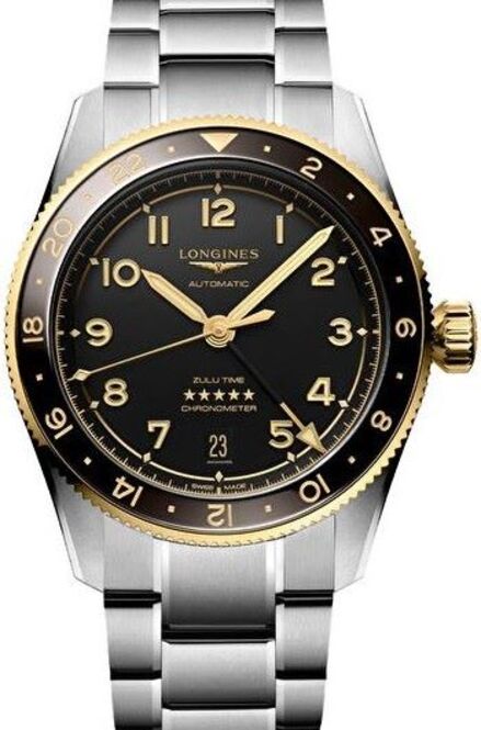 Longines Spirit Zulu Time Black 39mm Gold/Steel 