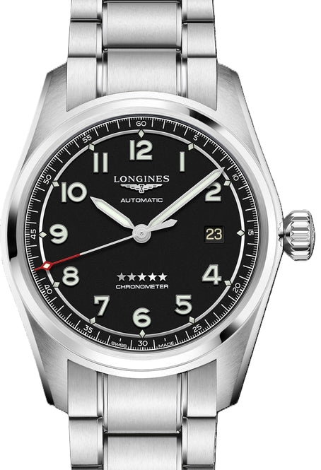 Longines Spirit Czarny 40 mm Stal