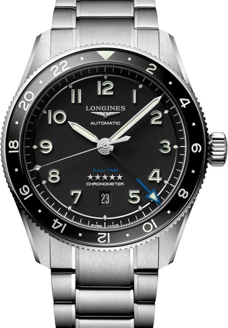 Longines Spirit Zulu Time Black 42mm Steel 