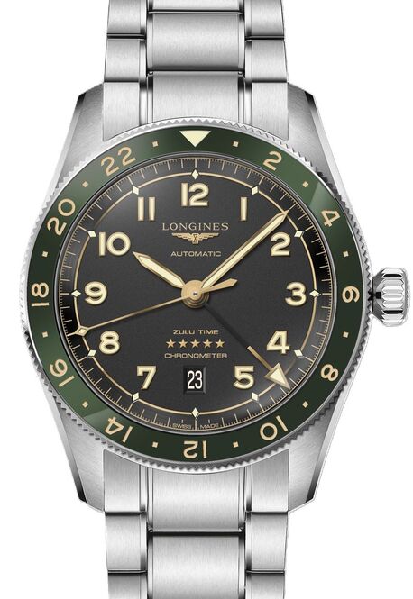 Longines Spirit Zulu Time Szary 42 mm Stal