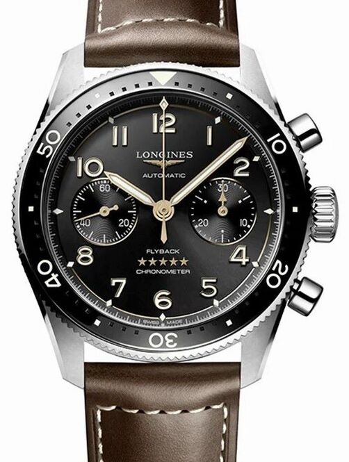 Longines Spirit Czarny 42 mm Stal