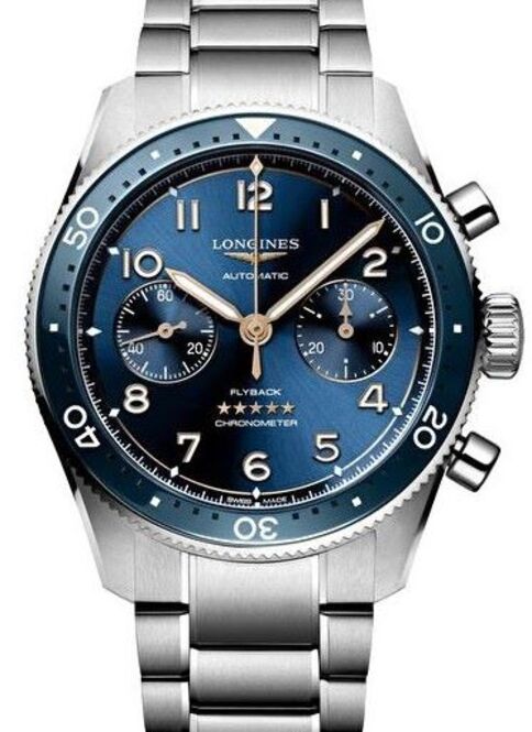 Longines Spirit Flyback Niebieski 42 mm Stal
