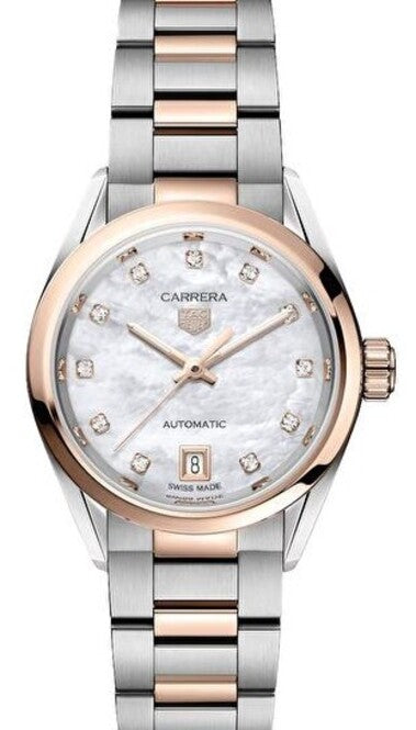 TAG Heuer Carrera Lady Bialy 29 mm Zloto/Stal