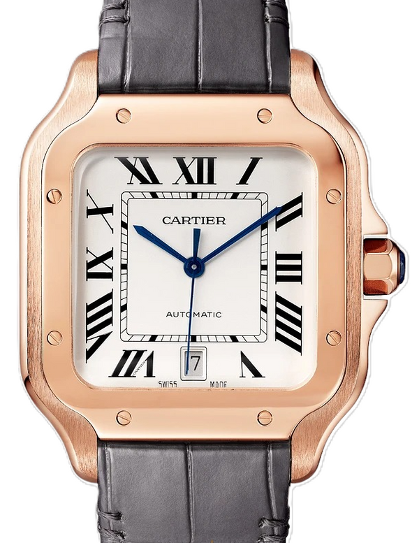 Cartier Santos Bialy 39.8 mm Zloto rozowe