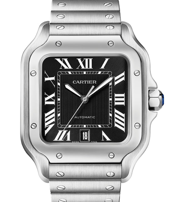 Cartier Santos Dumont Czarny 48 mm Stal